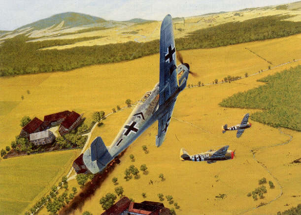 "Feeling the Wolves Bite" - Brian Bateman - Bf-109 & P-47 World War II Art